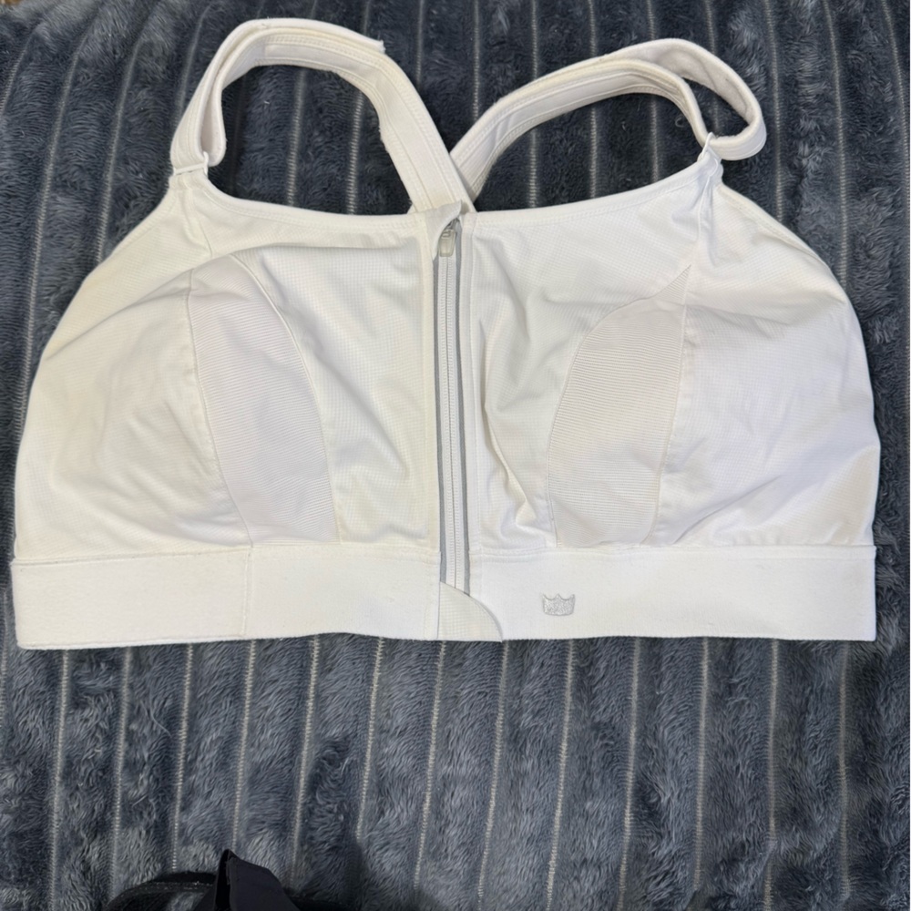SHEFIT White Zip Front Sports Bra